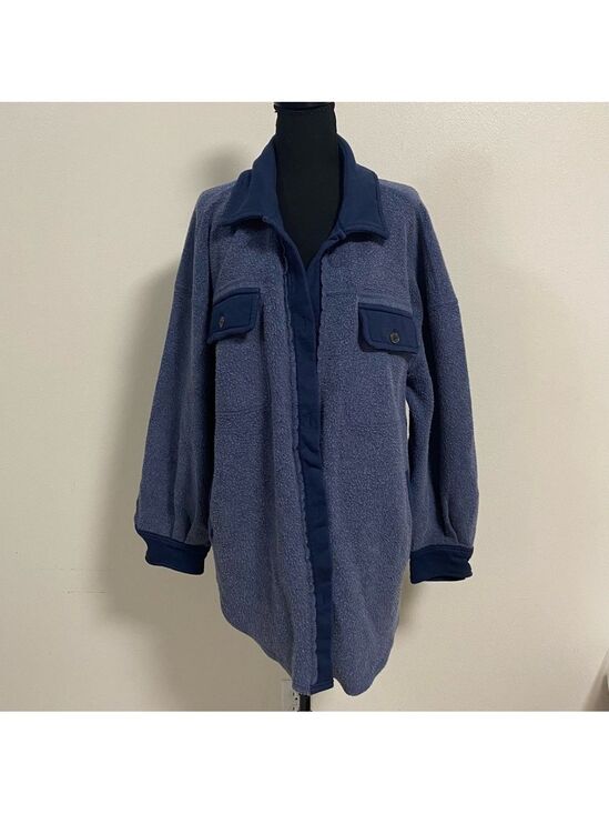 Free People Jackets & Blazers - Free People Jacket Women's Size Large Oceania Blue Ruby Jacket oversized Shacket